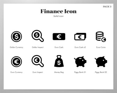 Finans simgeleri Katı paketi