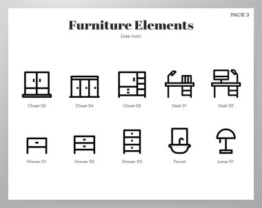 Mobilya elemanları Çizgi paketi