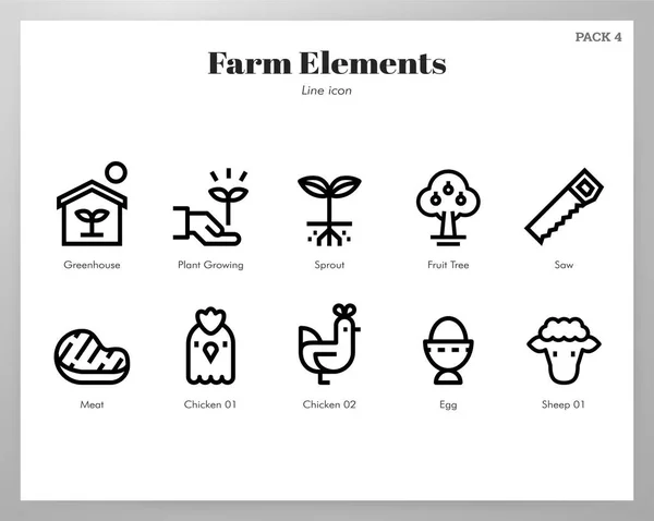 Farm elements Paquete de línea — Vector de stock
