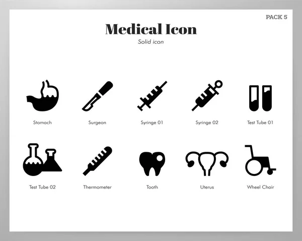 Orvosi ikonok Solid Pack — Stock Vector