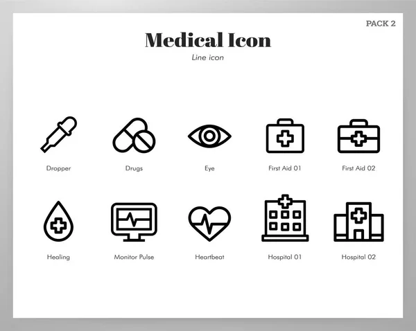 Iconos médicos Paquete Line — Vector de stock