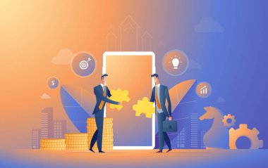 İşadamı işbirliği başlangıç ekibi illüstrasyon