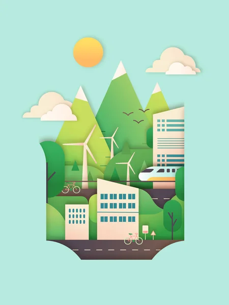 Eco city illustration — Stock Vector
