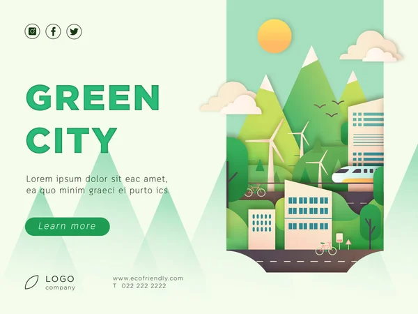 Eco city Landing Page Layout — Stockvektor