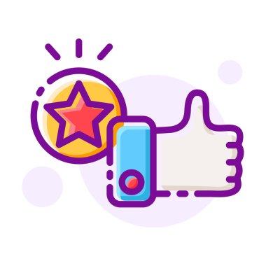 başparmak yukarı ve yıldız ağ simgesi, vektör illüstrasyonu   