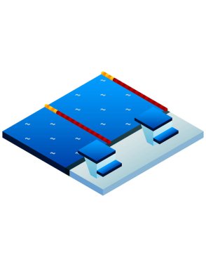 Mavi gökyüzü ile havuzun izometrik görüntüsü