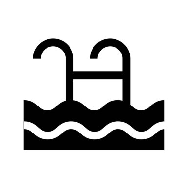 Yüzme havuzu ikonu beyaz arka planda izole edilmiş siyah tarzda. vektör illüstrasyonu