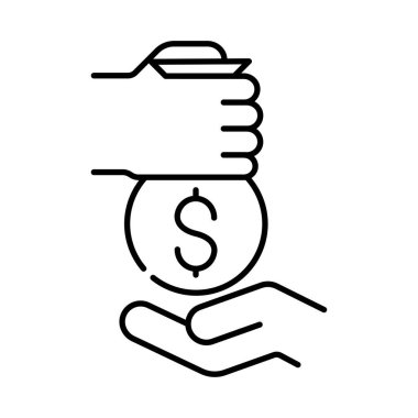 el ele tutuşan para simgesi vektör illüstrasyonu