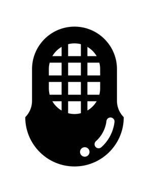 Beyaz arkaplanda siyah renkli kask simgesi var. askeri sembol vektör illüstrasyonu.