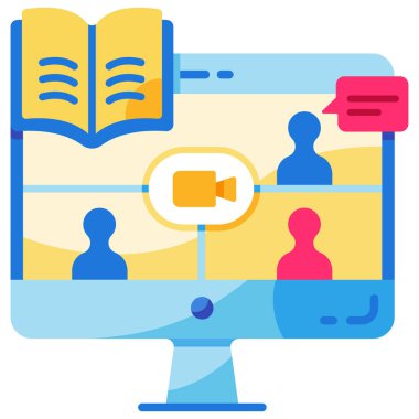 çevrimiçi sınıf düz ikon vektör çizimi