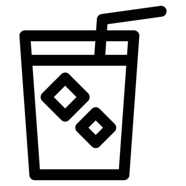 Buzlu kahve yassı ikon vektör çizimi