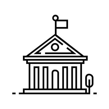 Banka binası simgesi vektör illüstrasyonu