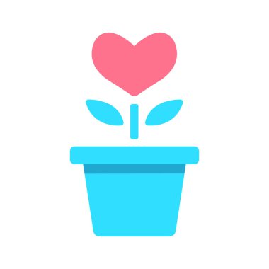 kalp ikonu vektör illüstrasyon tasarımlı saksı