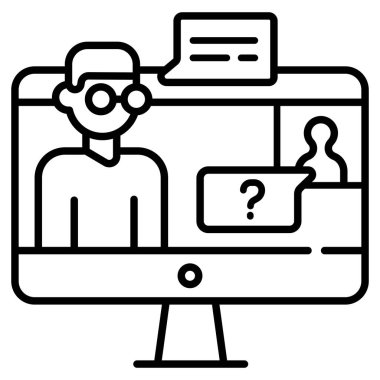 çevrimiçi sınıf düz ikon vektör çizimi