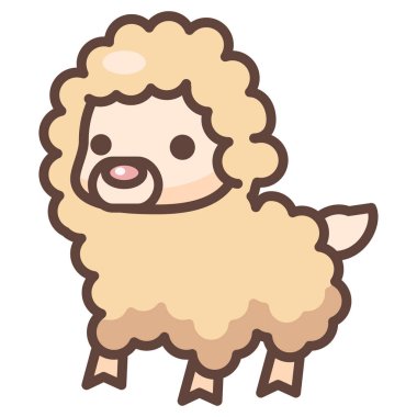 Şirin koyun çizgi film vektör çizimi