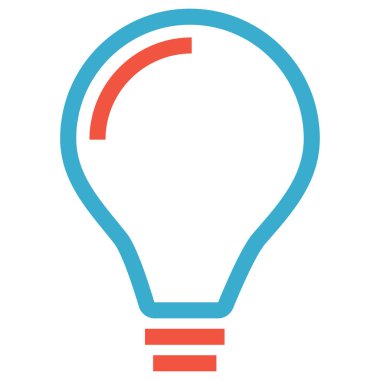 Ampul vektör simgesi. biçim iki renkli düz sembol, düz mavi renk, yuvarlak açılar, beyaz arkaplan