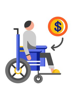 Tekerlekli sandalye ikonu vektör illüstrasyon tasarımlı engelli adam