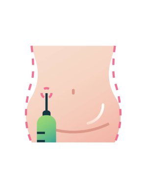 Kadın vücudu ve şırıngayla tıbbi ikonun vektör çizimi