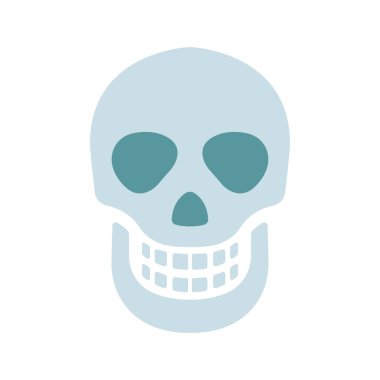 Beyaz arkaplanda izole edilmiş düz bir kafatası simgesi. Cadılar Bayramı sembolü vektör illüstrasyonu