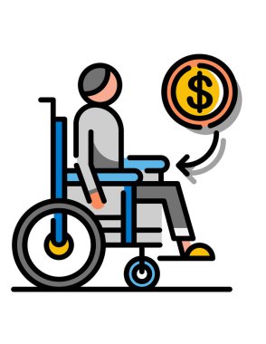 Tekerlekli sandalye ikonu vektör illüstrasyon tasarımı