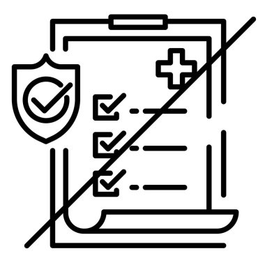 Sağlık sigortası olmayan düz ikon vektör illüstrasyonu