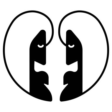 Bir kadın kafası ve bir erkeğin silüeti vektör çizimi