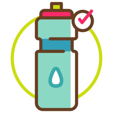 Yeniden kullanılabilir şişe sembolü düz ikon vektör illüstrasyonu