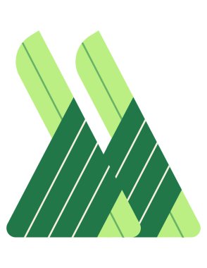 Yeşil çim ve dağ bayrağı. vektör illüstrasyonu