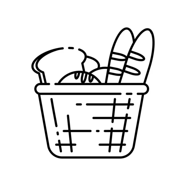 basket with black and white line art vector illustration