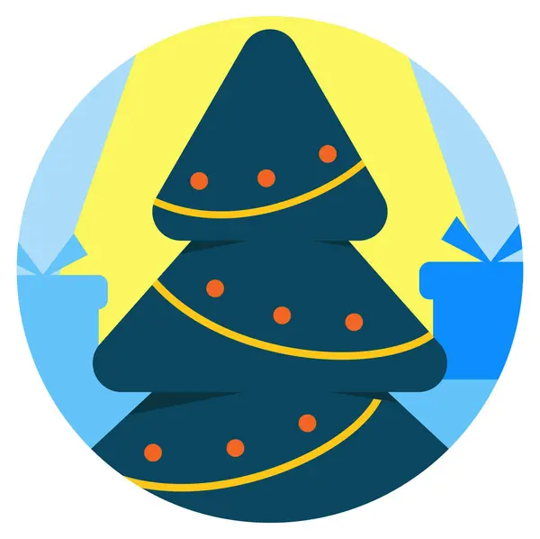 Weihnachtsbaum Mit Schneemann — Stockvektor