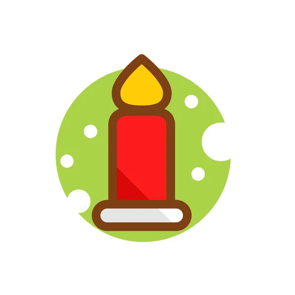 Ikona Svíčky Plochém Stylu Izolované Bílém Pozadí Vánoční Symbol — Stockový vektor