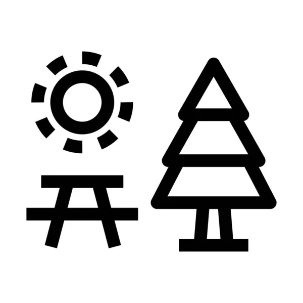 Table Forest Sun Web Icon Vector Illustration — 스톡 벡터
