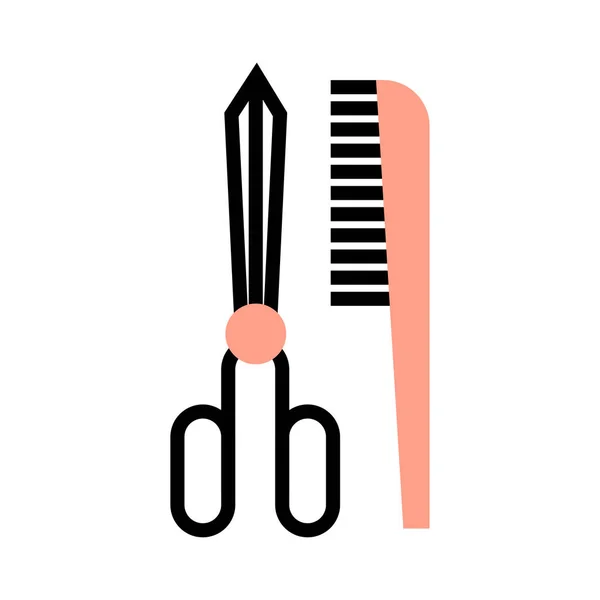 Scissors Comb Line Icon — Stock Vector