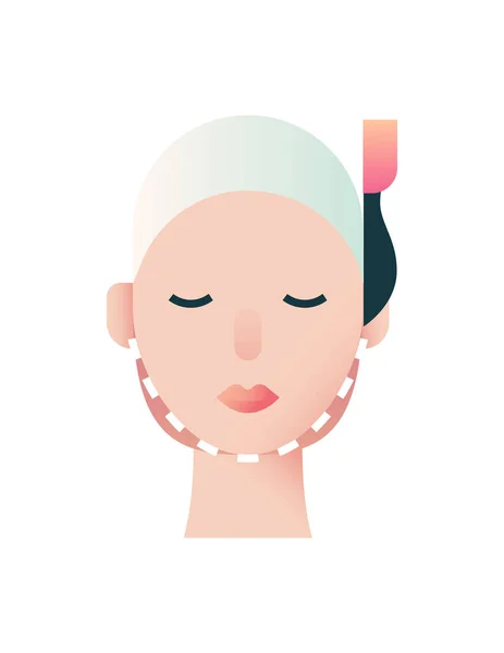Frau Gesicht Mit Langen Haaren Vektor Illustration — Stockvektor