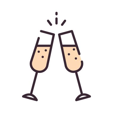 Şampanya gözlüğü ikon vektör illüstrasyonu