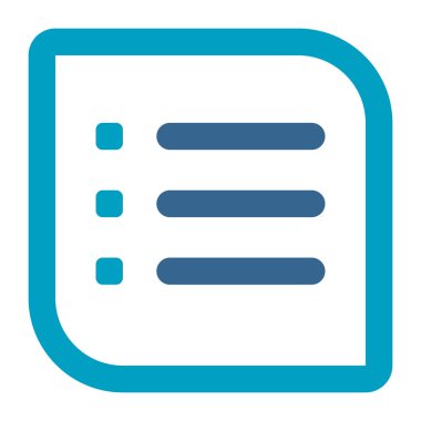 Kağıt not vektör simgesi. biçim iki renkli düz sembol, mavi ve gri renkler, yuvarlak açılar, beyaz