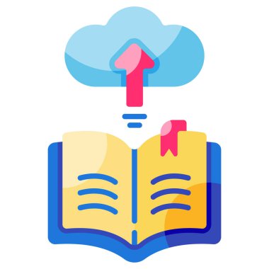 E-öğrenme sembolü düz ikon vektör çizimi