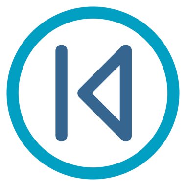 Sol ok vektör simgesi. biçim düz daire içine alınmış sembol, mavi renk, yuvarlak açılar, beyaz arkaplan