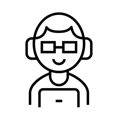 Çizgi avatarı kadın vektör illüstrasyonuyla karşı karşıya