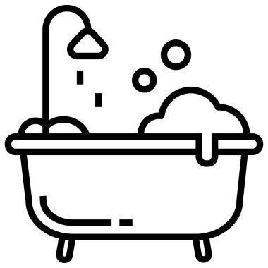 banyo, ikon, vektör illüstrasyonu 