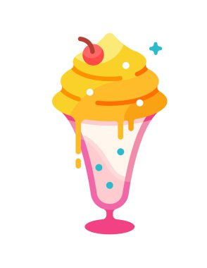 beyaz arkaplanda izole edilmiş çizgi film tarzında dondurma simgesi