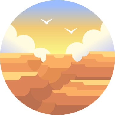 Dağlı ve bulutlu bir manzaranın vektör çizimi