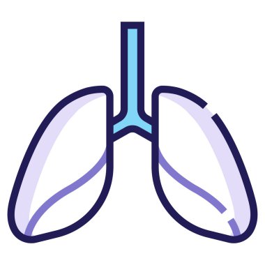 Beyaz arkaplanda izole edilmiş düz stil insan akciğerleri simgesi