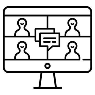 çevrimiçi sınıf düz ikon vektör çizimi