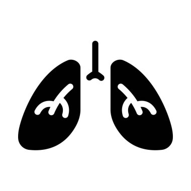 Beyaz arkaplanda izole edilmiş düz stil insan akciğerleri simgesi