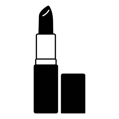 Beyaz arkaplanda izole edilmiş, düz stil ruj simgesi. makyaj sembolü vektör illüstrasyonu 