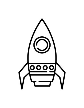 Roketin basit siyah ve beyaz vektör simgesi 