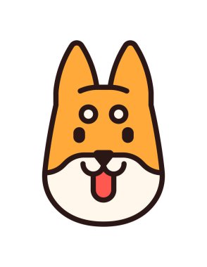 Beyaz arka planda izole edilmiş şirin çizgi film kedisi.