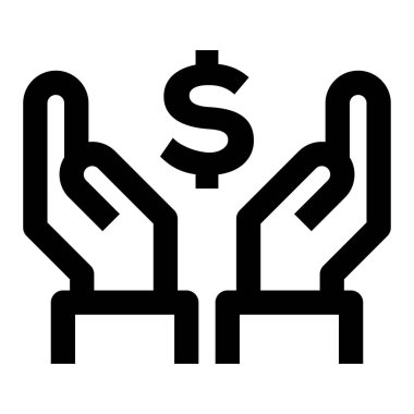 Havada dolar işareti tutan ellerin vektör çizimi