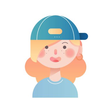 Mavi üniformalı şirin bir kızın vektör çizimi